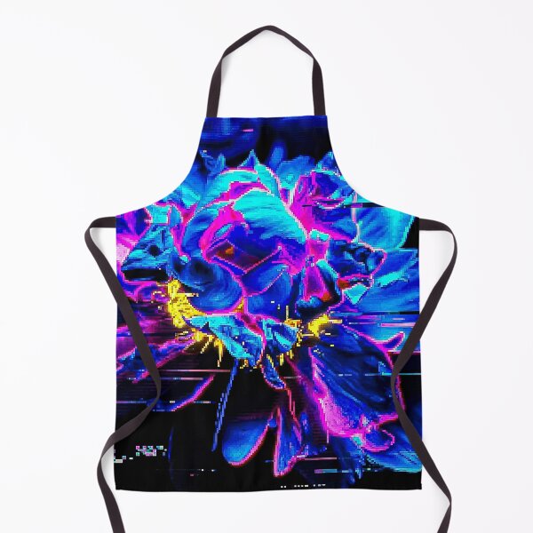 Item preview, Neon Blue Glitch Aesthetic Floral Art designed and sold by Apex_Visuals.