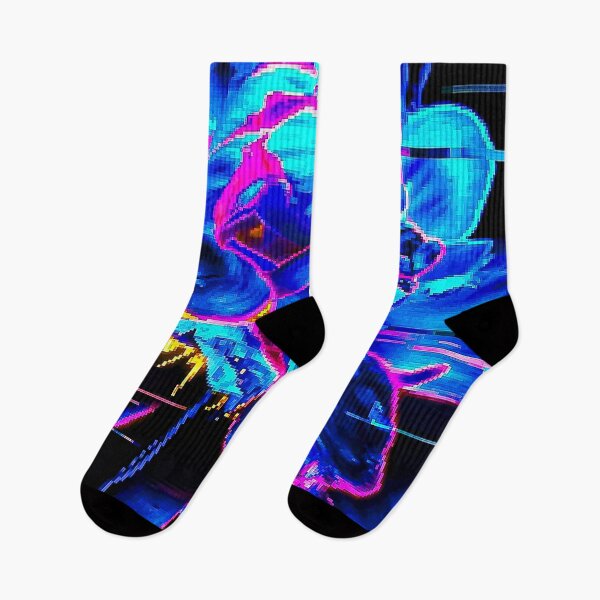 Item preview, Neon Blue Glitch Aesthetic Floral Art designed and sold by Apex_Visuals.