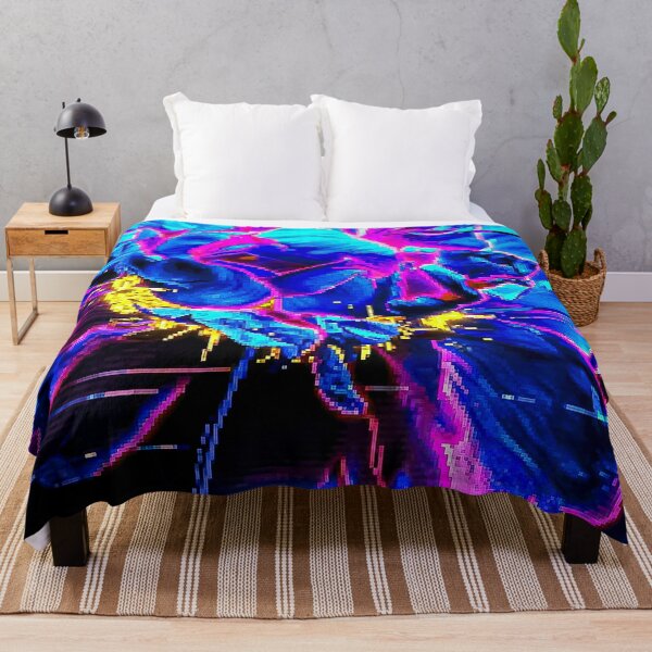 Item preview, Neon Blue Glitch Aesthetic Floral Art designed and sold by Apex_Visuals.