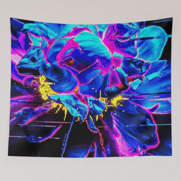 Item preview, Neon Blue Glitch Aesthetic Floral Art designed and sold by Apex_Visuals.