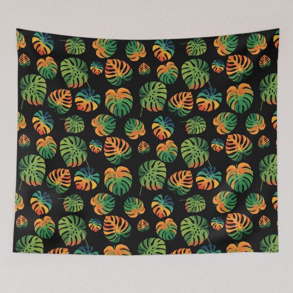 Item preview, Tropical monstera leaves in vibrant shades. Seamless botanical pattern designed and sold by AlicinaM.