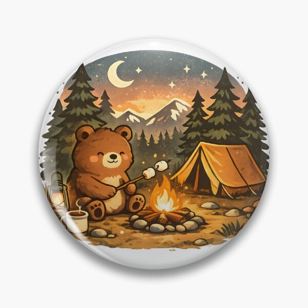 Item preview, Cute Camping Bear – Cozy Campfire Mountain Adventure Kawaii Outdoor designed and sold by ONEZEROART.