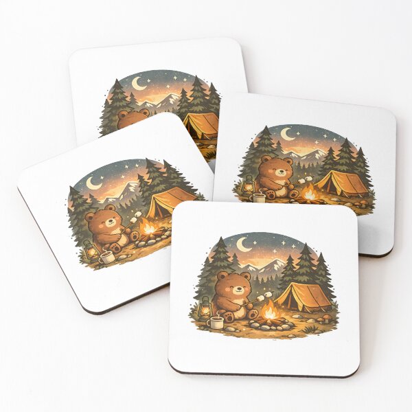 Item preview, Cute Camping Bear – Cozy Campfire Mountain Adventure Kawaii Outdoor designed and sold by ONEZEROART.