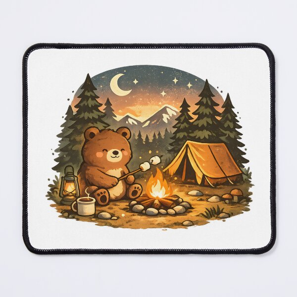 Item preview, Cute Camping Bear – Cozy Campfire Mountain Adventure Kawaii Outdoor designed and sold by ONEZEROART.