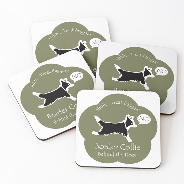 Item preview, Funny Border Collie Treat Beggar Behind the Door Khaki Base designed and sold by Na7nasColorShop.