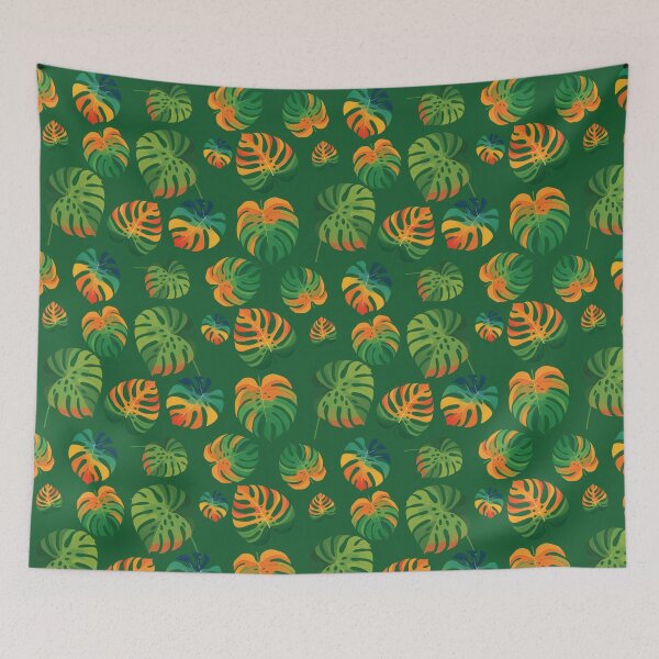 Item preview, Tropical monstera leaves in vibrant shades. Seamless botanical pattern designed and sold by AlicinaM.