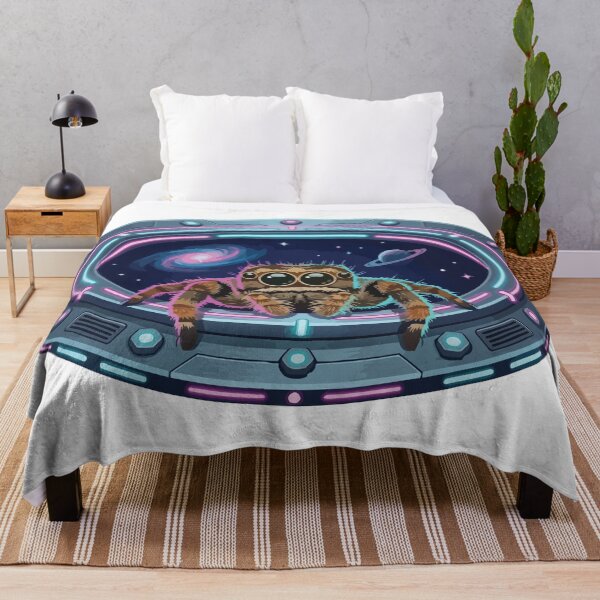 Item preview, Cyberpunk Jumping Spider Neon Space Station Window designed and sold by ArcApparel2020.