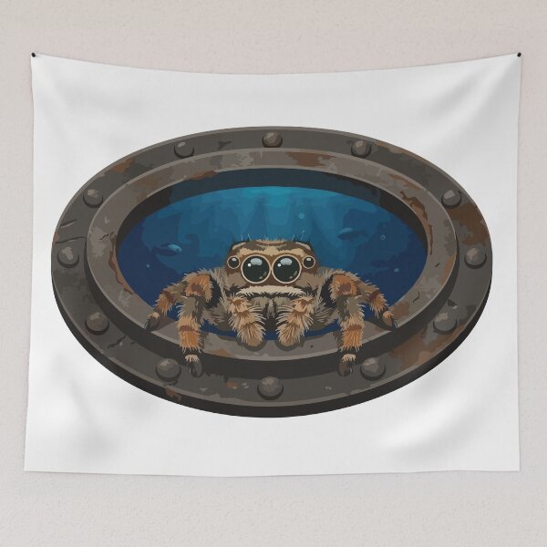 Item preview, Curious Jumping Spider Rusty Shipwreck Porthole Art designed and sold by ArcApparel2020.