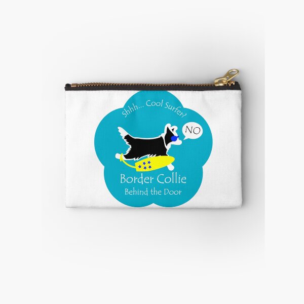 Item preview, Funny Border Collie Cool Surfer Behind the Door Blue Base designed and sold by Na7nasColorShop.