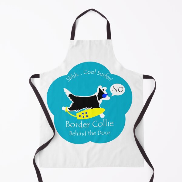 Item preview, Funny Border Collie Cool Surfer Behind the Door Blue Base designed and sold by Na7nasColorShop.