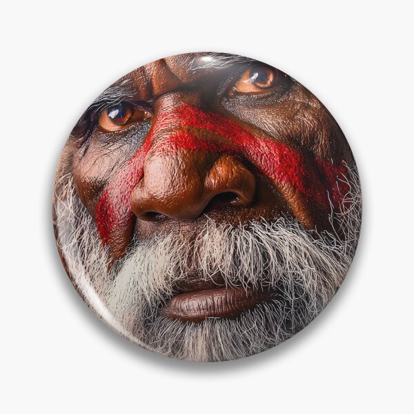 Item preview, Elderly Indigenous Man with Traditional Face Paint designed and sold by Artessie.