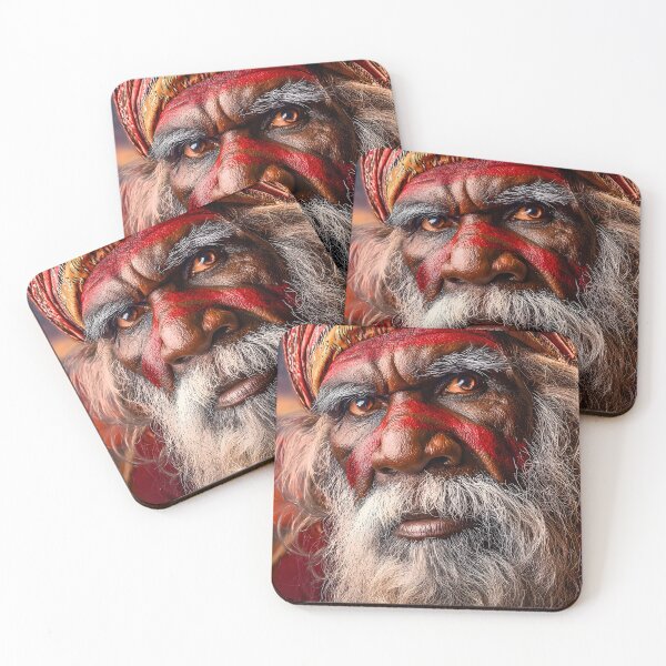 Item preview, Elderly Indigenous Man with Traditional Face Paint designed and sold by Artessie.