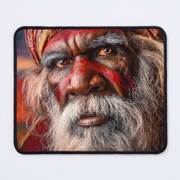 Item preview, Elderly Indigenous Man with Traditional Face Paint designed and sold by Artessie.