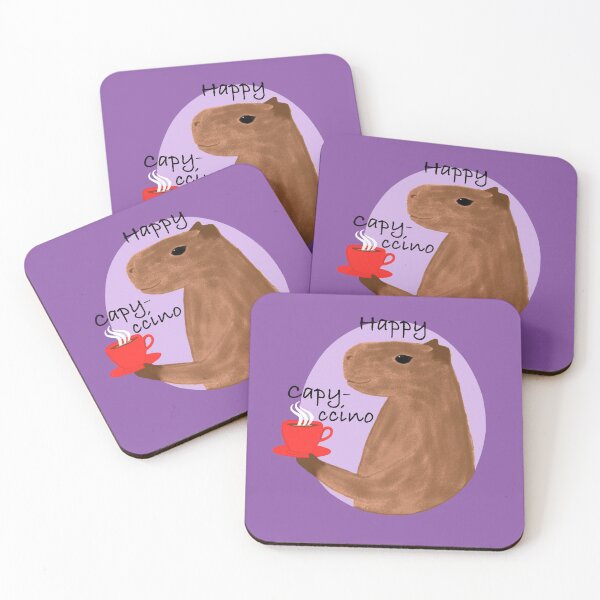 Item preview, Happy capy-ccino coffee capybara pun purple designed and sold by glowvim.