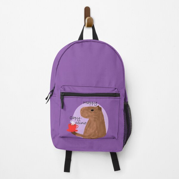 Item preview, Happy capy-ccino coffee capybara pun purple designed and sold by glowvim.