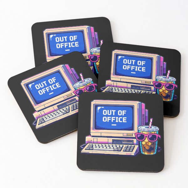 Item preview, Out of Office – Retro Pixel Computer & Iced Coffee designed and sold by Timeless Junction.