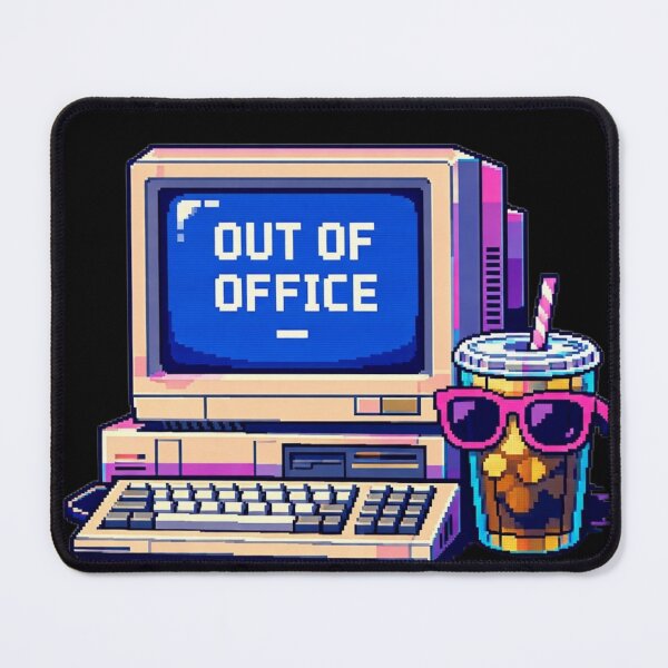 Item preview, Out of Office – Retro Pixel Computer & Iced Coffee designed and sold by Timeless Junction.