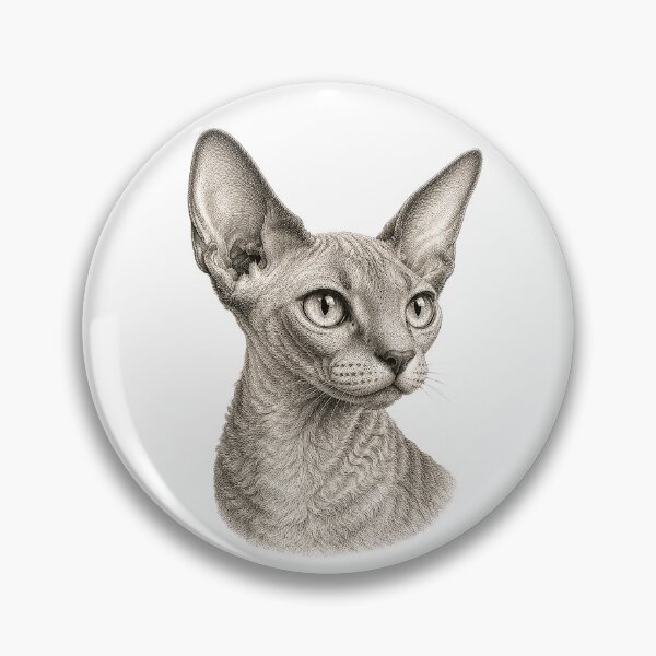 Item preview, Ilustración grabada del retrato de un gato Devon Rex designed and sold by Inspired Arts.