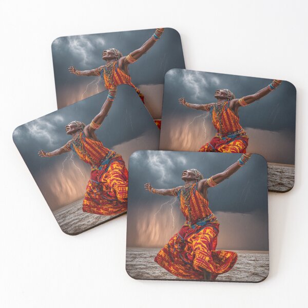 Item preview, Dancer in Vibrant Attire Amidst Stormy Background designed and sold by Artessie.