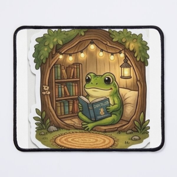 Item preview, Cozy Tree Hollow Library Frog Sticker designed and sold by AtlasPixel.