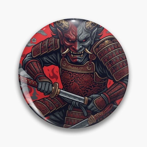 Item preview, Inferno Oni Samurai Guardian – Original Japanese Demon Warrior Art designed and sold by Sticleg.
