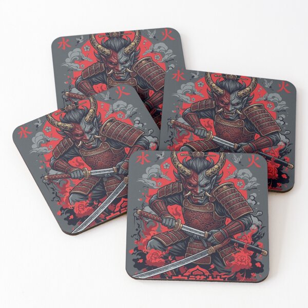 Item preview, Inferno Oni Samurai Guardian – Original Japanese Demon Warrior Art designed and sold by Sticleg.