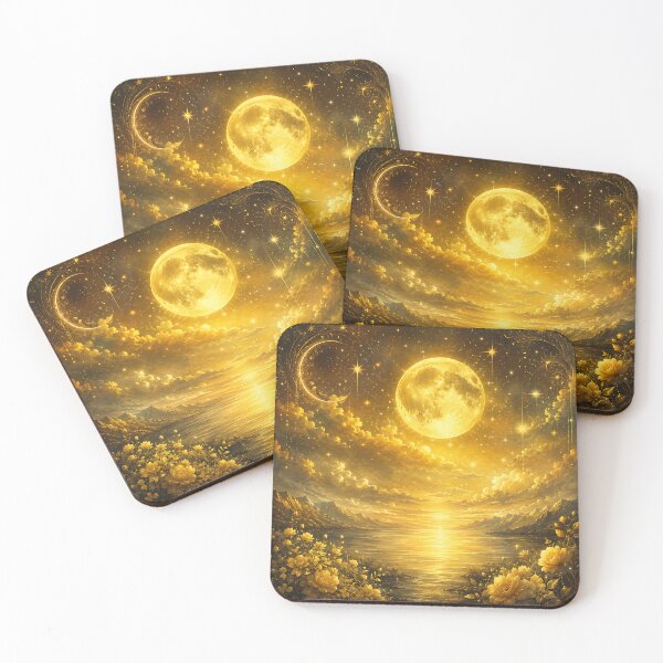 Item preview, Golden Full Moon Celestial Sunset Fantasy Art designed and sold by Aureva Arts Shop.