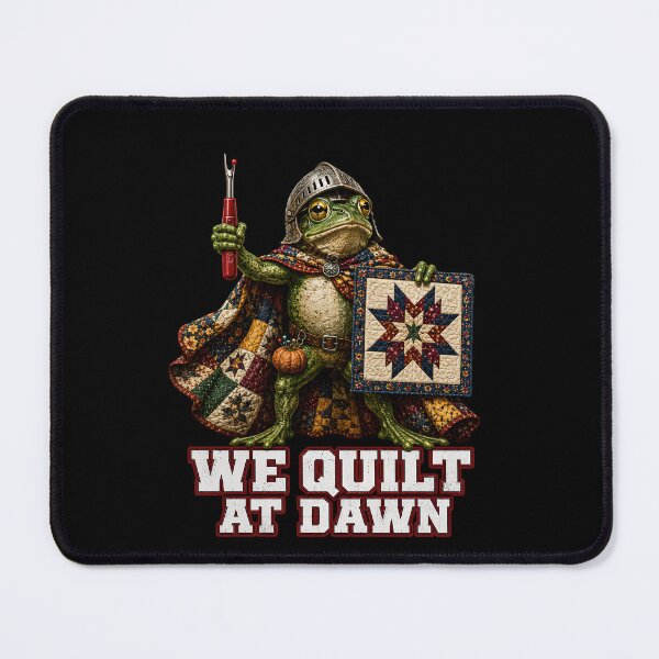 Item preview, We Quilt at Dawn – Funny Frog Quilter Warrior designed and sold by THREE LITTLE BEANS.
