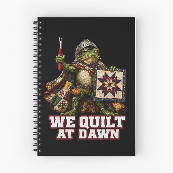 Item preview, We Quilt at Dawn – Funny Frog Quilter Warrior designed and sold by THREE LITTLE BEANS.