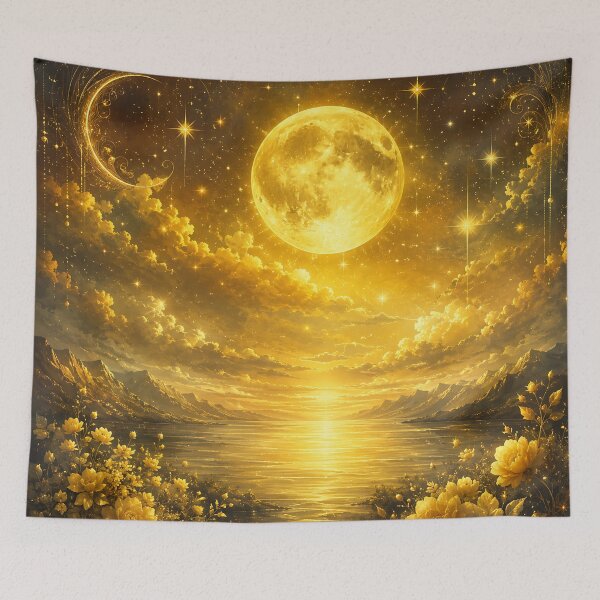 Item preview, Golden Full Moon Celestial Sunset Fantasy Art designed and sold by Aureva Arts Shop.