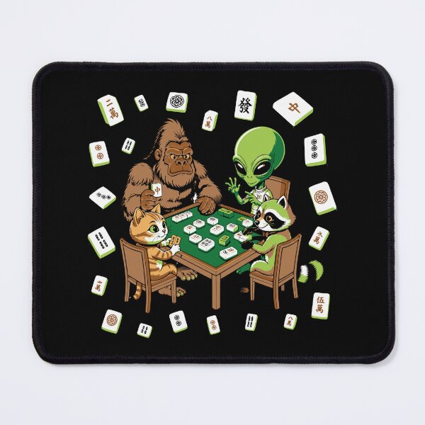 Item preview, Cyptid & alien mahjong night , funning bigfoot , UFO & animal friends gaming designed and sold by Colorfulman.