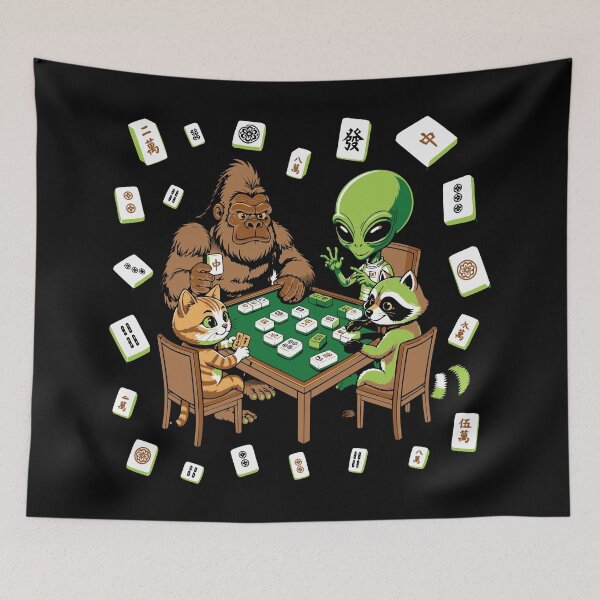 Item preview, Cyptid & alien mahjong night , funning bigfoot , UFO & animal friends gaming designed and sold by Colorfulman.