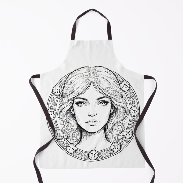 Item preview, Virgo Woman All Zodiac Signs Circle Sketch Vintage Art designed and sold by Zodiac Celestial Art.