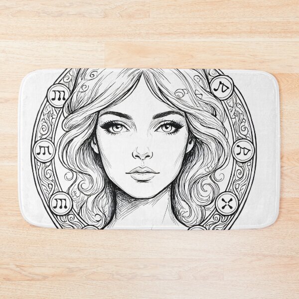 Item preview, Virgo Woman All Zodiac Signs Circle Sketch Vintage Art designed and sold by Zodiac Celestial Art.