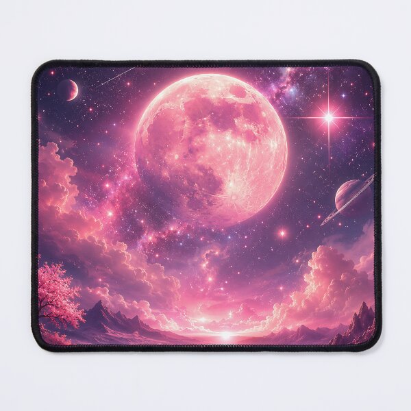 Item preview, Pink Moon Fantasy Sky Over Cherry Blossom Lake designed and sold by Aureva Arts Shop.