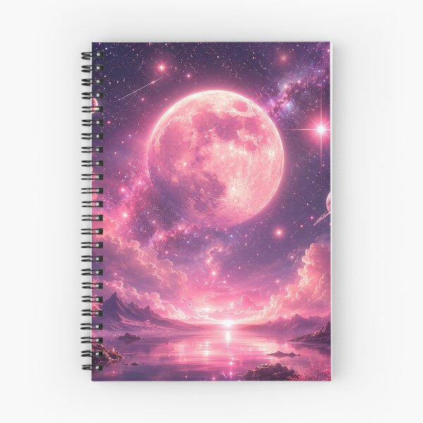 Item preview, Pink Moon Fantasy Sky Over Cherry Blossom Lake designed and sold by Aureva Arts Shop.