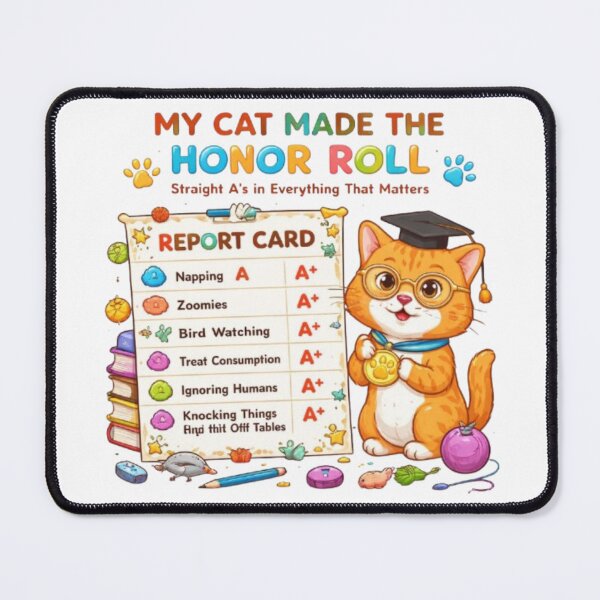 Item preview, Funny Cat Report Card Honor Student Design | Cute Cat School Gift designed and sold by Obinne.
