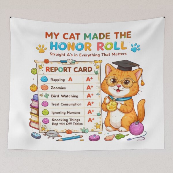 Item preview, Funny Cat Report Card Honor Student Design | Cute Cat School Gift designed and sold by Obinne.