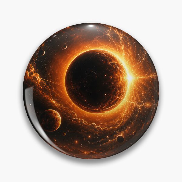 Item preview, Fiery Solar Eclipse Planet Cosmic Nebula Art designed and sold by Aureva Arts Shop.