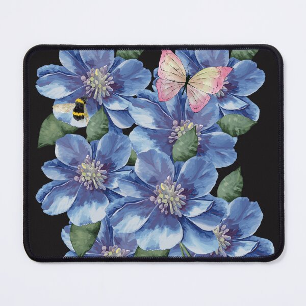 Item preview, Blue Watercolor Flowers with Bee and Butterfly designed and sold by EwaMariaShop.