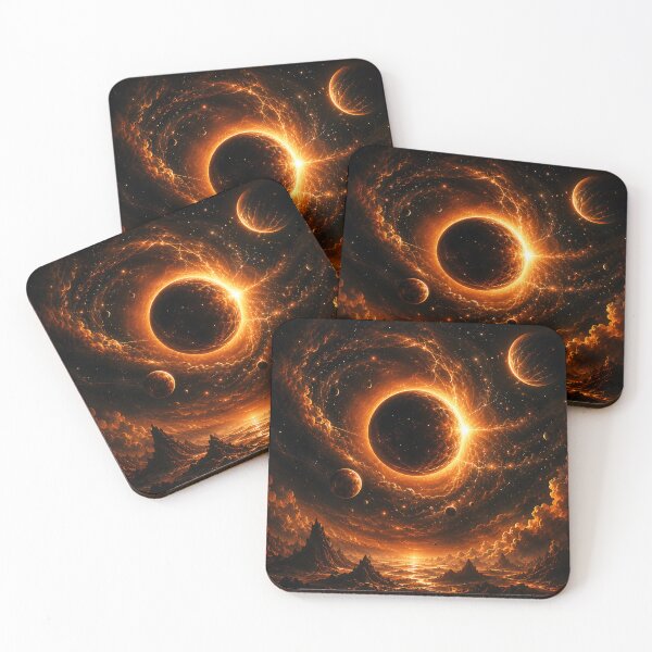 Item preview, Fiery Solar Eclipse Planet Cosmic Nebula Art designed and sold by Aureva Arts Shop.