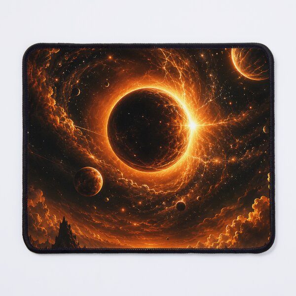 Item preview, Fiery Solar Eclipse Planet Cosmic Nebula Art designed and sold by Aureva Arts Shop.