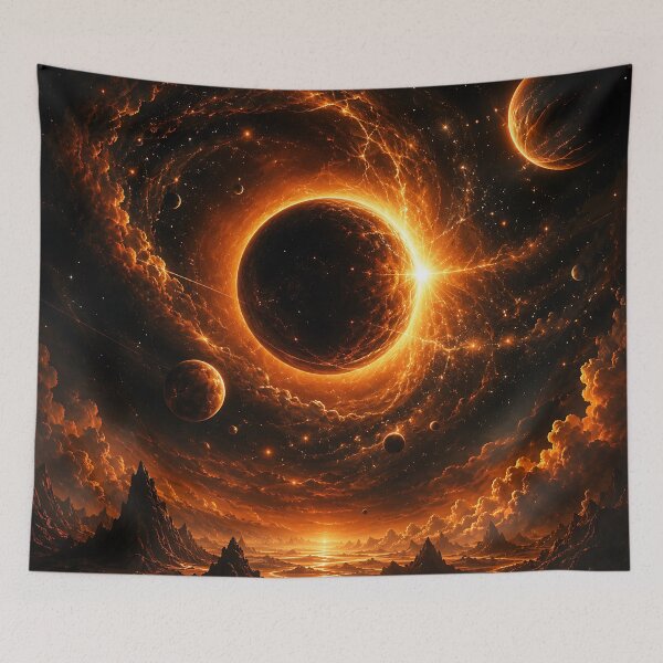 Item preview, Fiery Solar Eclipse Planet Cosmic Nebula Art designed and sold by Aureva Arts Shop.