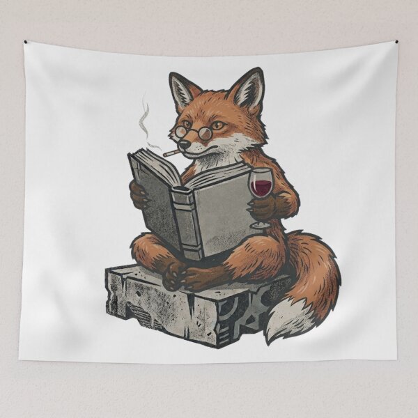 Item preview, Fox with book, cigarette, and wine designed and sold by annvanart.