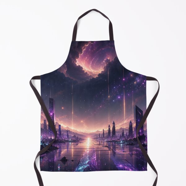 Item preview, Purple Crystal City Skyline Cosmic Nebula Sky designed and sold by Aureva Arts Shop.