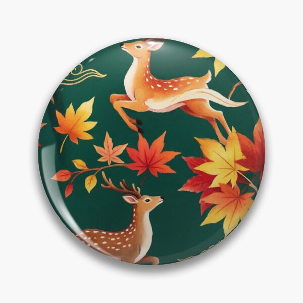 Item preview, Autumn Sika Deer & Momiji Japanese Maple Pattern designed and sold by ArtfulAlchemy1.