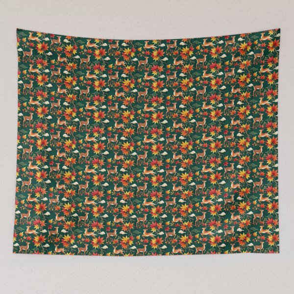 Item preview, Autumn Sika Deer & Momiji Japanese Maple Pattern designed and sold by ArtfulAlchemy1.