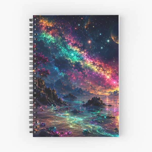 Item preview, Rainbow Nebula Galaxy Over Crystal Ocean Shore designed and sold by Aureva Arts Shop.