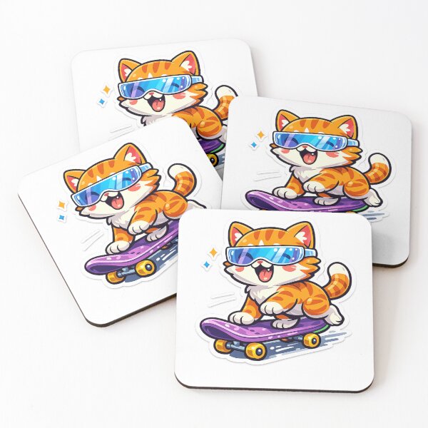 Item preview, Cute skateboarding cat designed and sold by D4NC1G3R®.