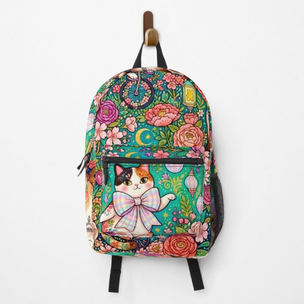 Item preview, Enchanted Floral Cats Botanical Pattern designed and sold by Iampoji.